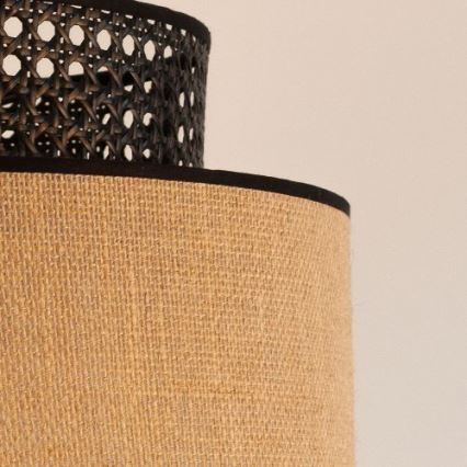 Κρεμαστό φωτιστικό οροφής BOHO 1xE27/60W/230V διάμετρος 40 cm μαύρο/rattan