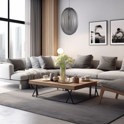 Κρεμαστό φωτιστικό οροφής BRAGA 1xE27/60W/230V γκρι