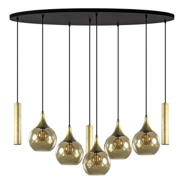 Κρεμαστό φωτιστικό οροφής CALYPSO 3xGU10/60W/230V + 5xE27/60W μαύρο/χρυσό