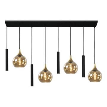 Κρεμαστό φωτιστικό οροφής CALYPSO 4xGU10/60W/230V + 4xE27/60W μαύρο/χρυσό