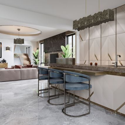 Κρεμαστό φωτιστικό οροφής CAMO 5xE27/15W/230V χρυσό