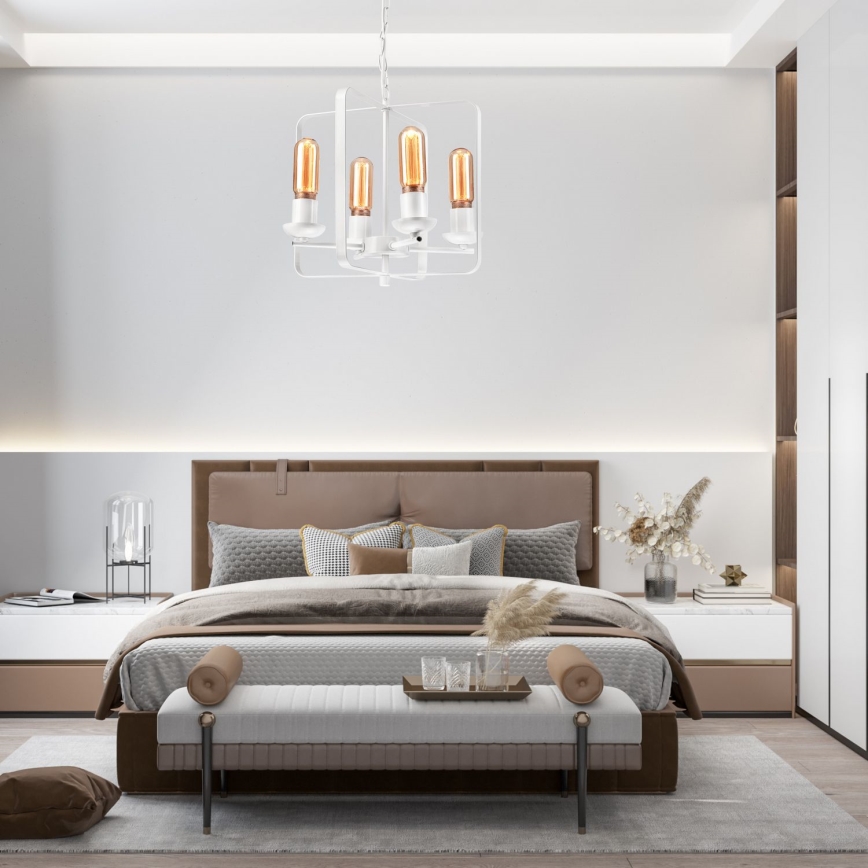 Κρεμαστό φωτιστικό οροφής CEDRIC II 4xE27/60W/230V λευκό