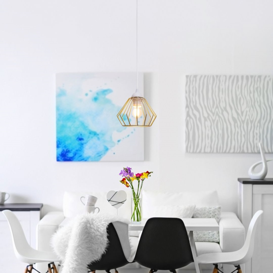 Κρεμαστό φωτιστικό οροφής CEED GOLD 1xE27/60W/230V διάμετρος 17,5 cm λευκό/χρυσαφί