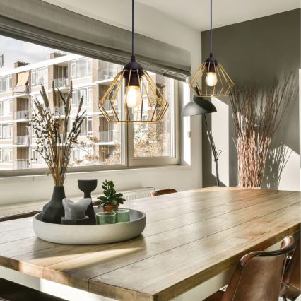 Κρεμαστό φωτιστικό οροφής CEED GOLD 1xE27/60W/230V διάμετρος 17,5 cm μαύρο/χρυσαφί