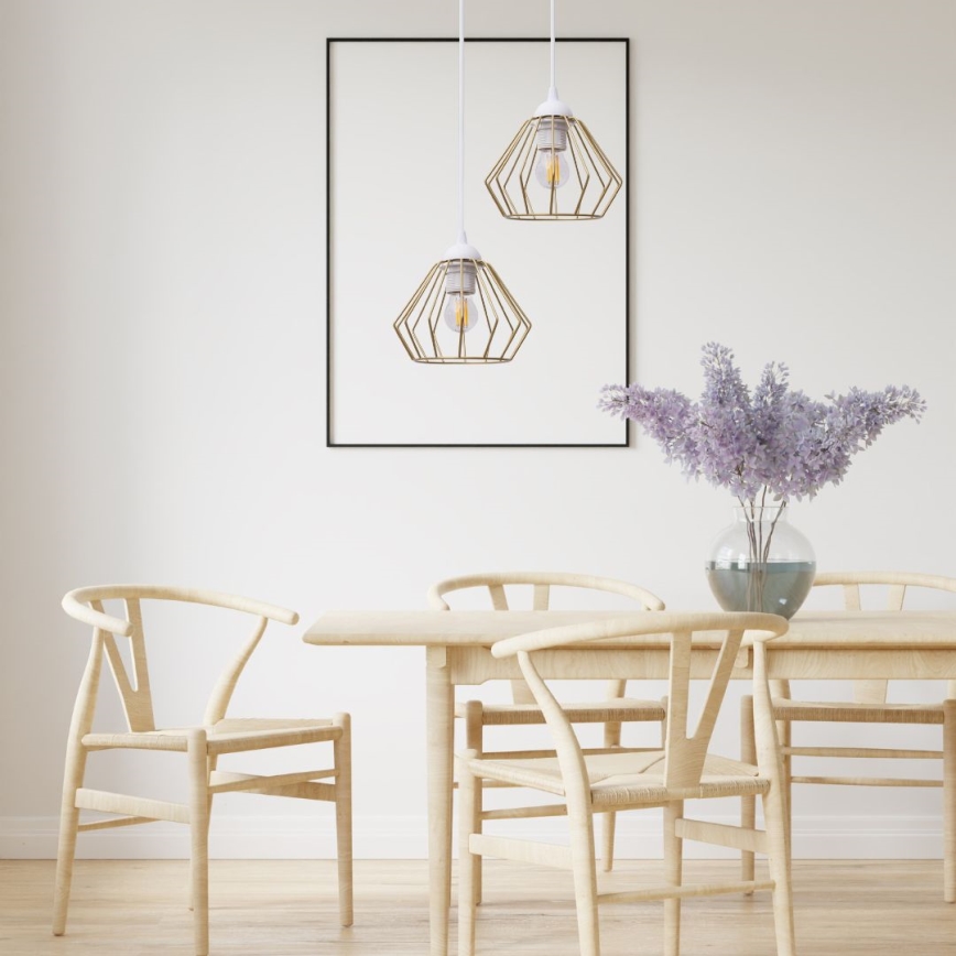 Κρεμαστό φωτιστικό οροφής CEED GOLD 2xE27/60W/230V διάμετρος 28 cm λευκό/χρυσαφί