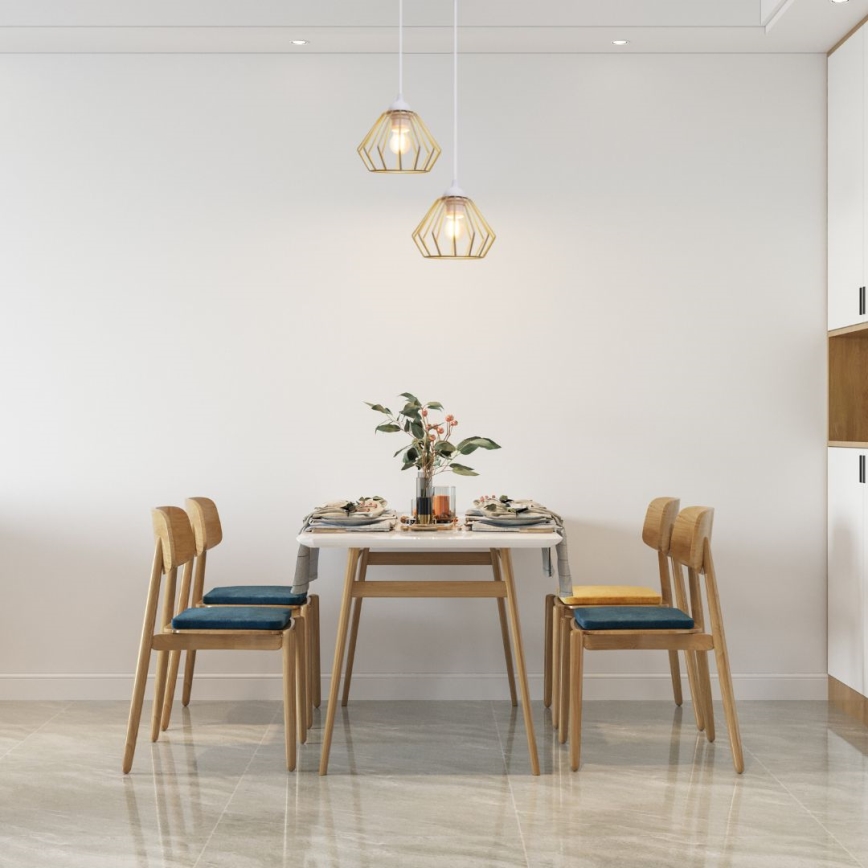 Κρεμαστό φωτιστικό οροφής CEED GOLD 2xE27/60W/230V διάμετρος 28 cm λευκό/χρυσαφί