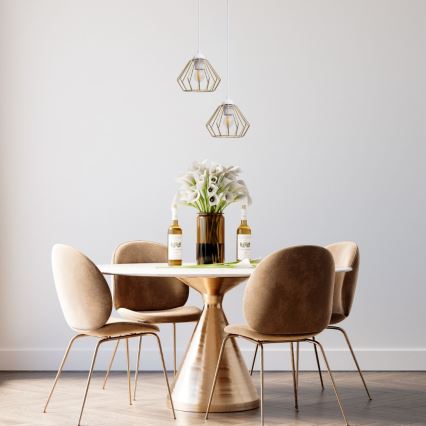 Κρεμαστό φωτιστικό οροφής CEED GOLD 2xE27/60W/230V διάμετρος 28 cm λευκό/χρυσαφί