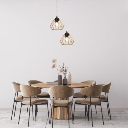 Κρεμαστό φωτιστικό οροφής CEED GOLD 2xE27/60W/230V διάμετρος 28 cm μαύρο/χρυσαφί