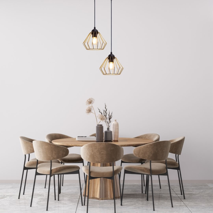 Κρεμαστό φωτιστικό οροφής CEED GOLD 2xE27/60W/230V διάμετρος 28 cm μαύρο/χρυσαφί