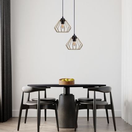 Κρεμαστό φωτιστικό οροφής CEED GOLD 2xE27/60W/230V διάμετρος 28 cm μαύρο/χρυσαφί