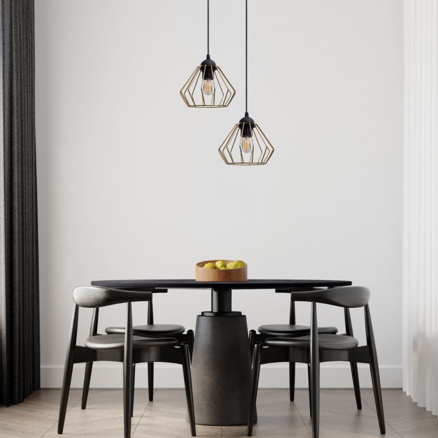 Κρεμαστό φωτιστικό οροφής CEED GOLD 2xE27/60W/230V διάμετρος 28 cm μαύρο/χρυσαφί