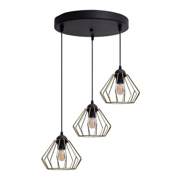 Κρεμαστό φωτιστικό οροφής CEED GOLD 3xE27/60W/230V διάμετρος 45 cm μαύρο/χρυσαφί