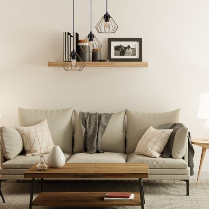 Κρεμαστό φωτιστικό οροφής CEED GOLD 3xE27/60W/230V διάμετρος 45 cm μαύρο/χρυσαφί