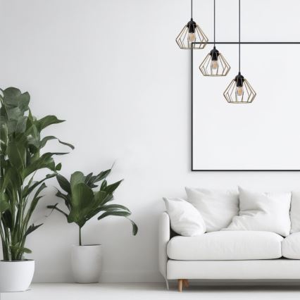 Κρεμαστό φωτιστικό οροφής CEED GOLD 3xE27/60W/230V διάμετρος 45 cm μαύρο/χρυσαφί