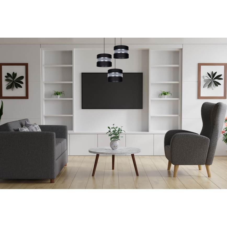 Κρεμαστό φωτιστικό οροφής CORAL 3xE27/60W/230V μαύρο/ματ χρώμιο διάμετρος 45 cm