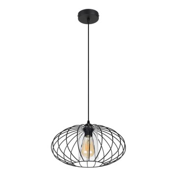 Κρεμαστό φωτιστικό οροφής  CORRINI 1xE27/60W/230V διάμετρος 34 cm μαύρο/διαφανές