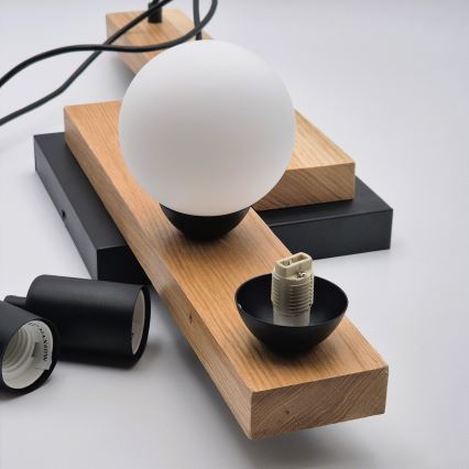 Κρεμαστό φωτιστικό οροφής  CORTINA 2xE27/15W/230V + 2xG9/5W/230V μαύρο/δρυς