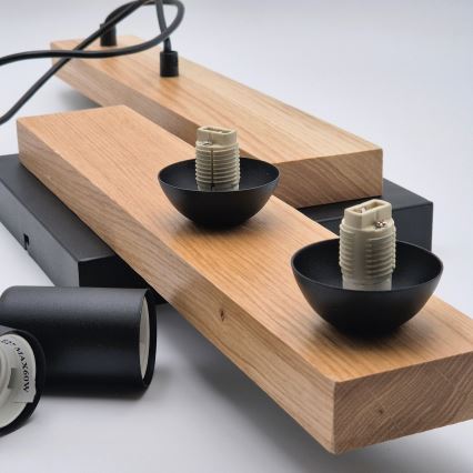 Κρεμαστό φωτιστικό οροφής  CORTINA 2xE27/15W/230V + 2xG9/5W/230V μαύρο/δρυς