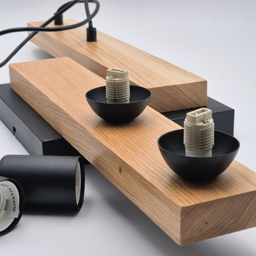 Κρεμαστό φωτιστικό οροφής  CORTINA 2xE27/15W/230V + 2xG9/5W/230V μαύρο/δρυς