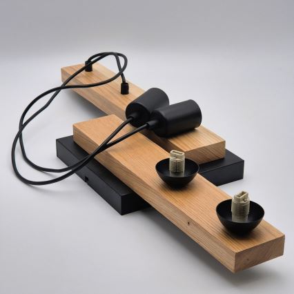 Κρεμαστό φωτιστικό οροφής  CORTINA 2xE27/15W/230V + 2xG9/5W/230V μαύρο/δρυς