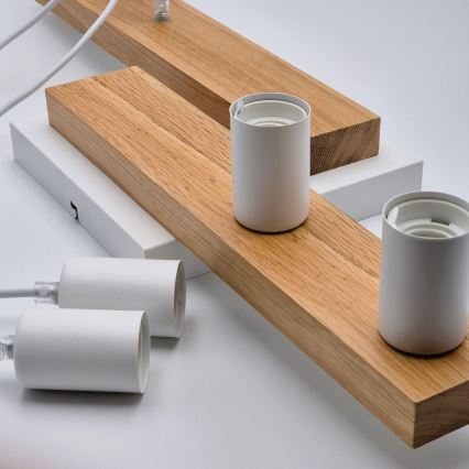 Κρεμαστό φωτιστικό οροφής  CORTINA 4xE27/15W/230V λευκό/δρυς