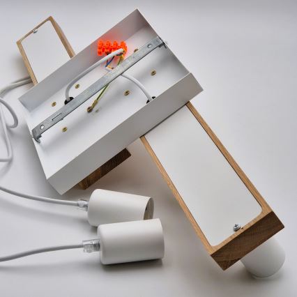 Κρεμαστό φωτιστικό οροφής  CORTINA 4xE27/15W/230V λευκό/δρυς