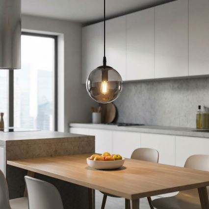 Κρεμαστό φωτιστικό οροφής COSMO 1xE14/10W/230V διάμετρος 14 cm μαύρο/γκρι