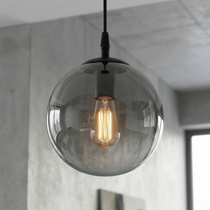 Κρεμαστό φωτιστικό οροφής COSMO 1xE14/10W/230V διάμετρος 14 cm μαύρο/γκρι