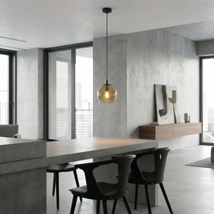 Κρεμαστό φωτιστικό οροφής COSMO 1xE14/10W/230V διάμετρος 14 cm μαύρο/μπεζ