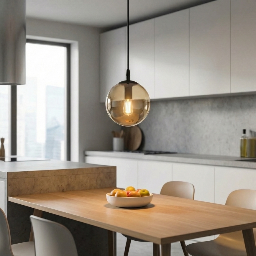 Κρεμαστό φωτιστικό οροφής COSMO 1xE14/10W/230V διάμετρος 14 cm μαύρο/μπεζ