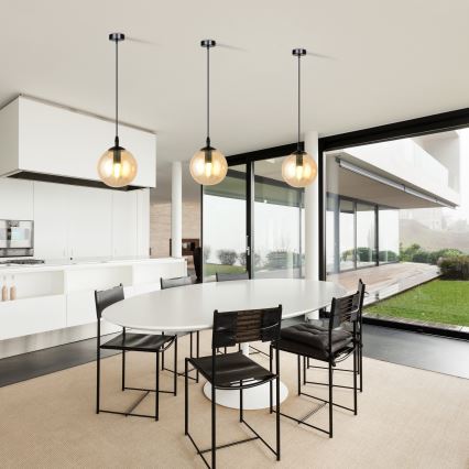 Κρεμαστό φωτιστικό οροφής COSMO 1xE14/10W/230V διάμετρος 14 cm μαύρο/μπεζ