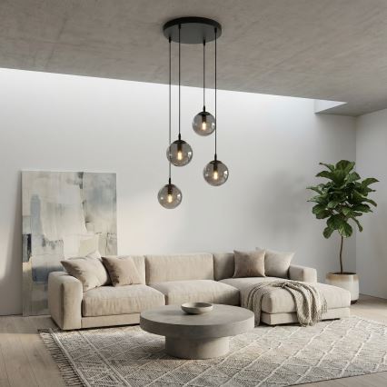 Κρεμαστό φωτιστικό οροφής COSMO 4xE14/10W/230V διάμετρος 40 cm μαύρο/γκρι