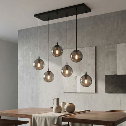 Κρεμαστό φωτιστικό οροφής COSMO 6xE14/10W/230V μαύρο/γκρι