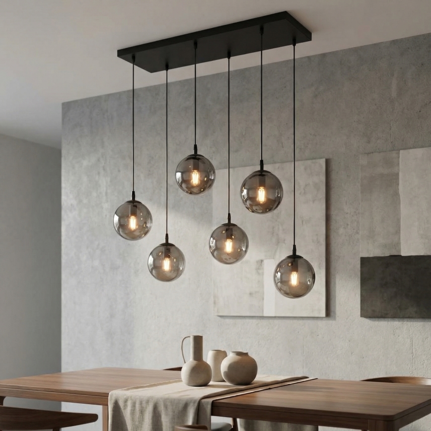 Κρεμαστό φωτιστικό οροφής COSMO 6xE14/10W/230V μαύρο/γκρι