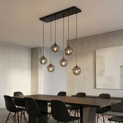 Κρεμαστό φωτιστικό οροφής COSMO 6xE14/10W/230V μαύρο/γκρι