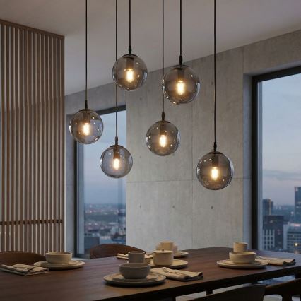 Κρεμαστό φωτιστικό οροφής COSMO 6xE14/10W/230V μαύρο/γκρι