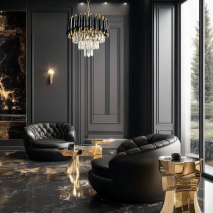 Κρεμαστό φωτιστικό οροφής CRISTAL 5xE14/40W/230V χρυσό/μαύρο