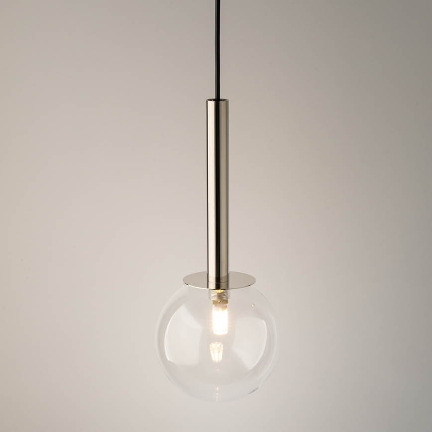 Κρεμαστό φωτιστικό οροφής DAISY 1xG9/12W/230V διάμετρος 14 cm γυαλιστερό χρώμιο/μαύρο/διαφανές