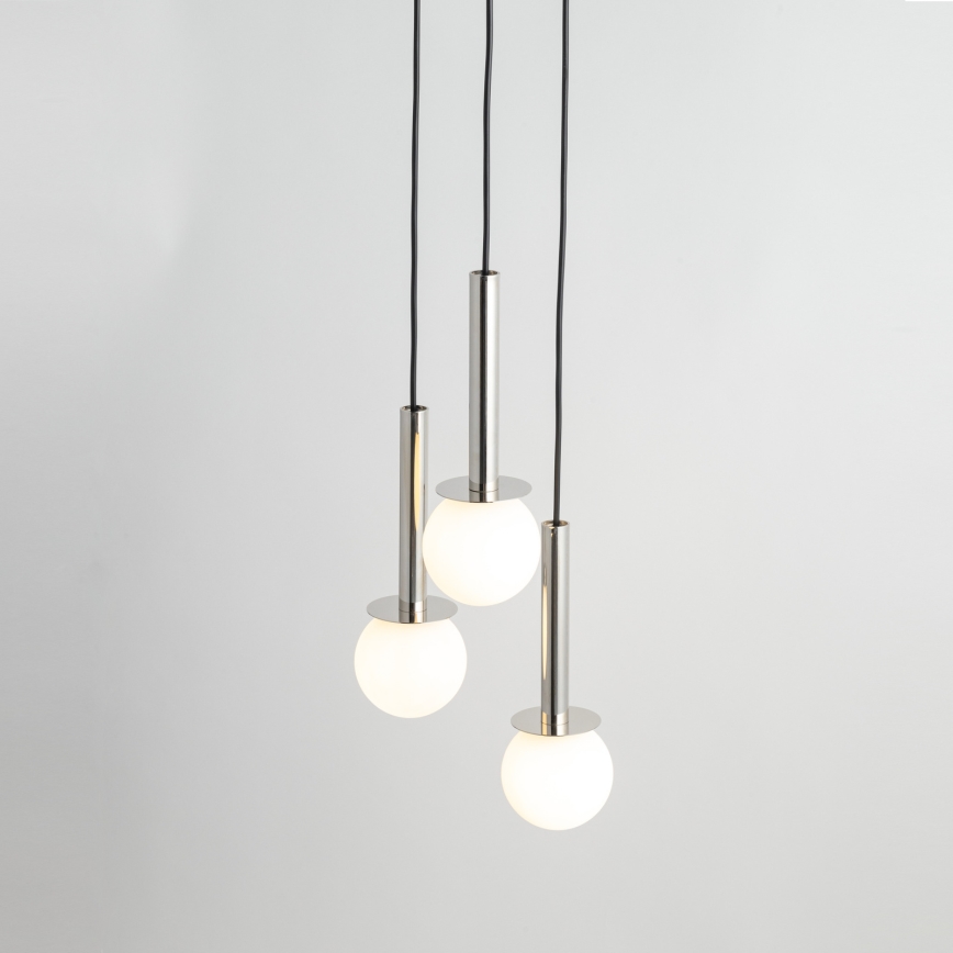 Κρεμαστό φωτιστικό οροφής DAISY 3xG9/12W/230V διάμετρος 27 cm γυαλιστερό χρώμιο/μαύρο/λευκό