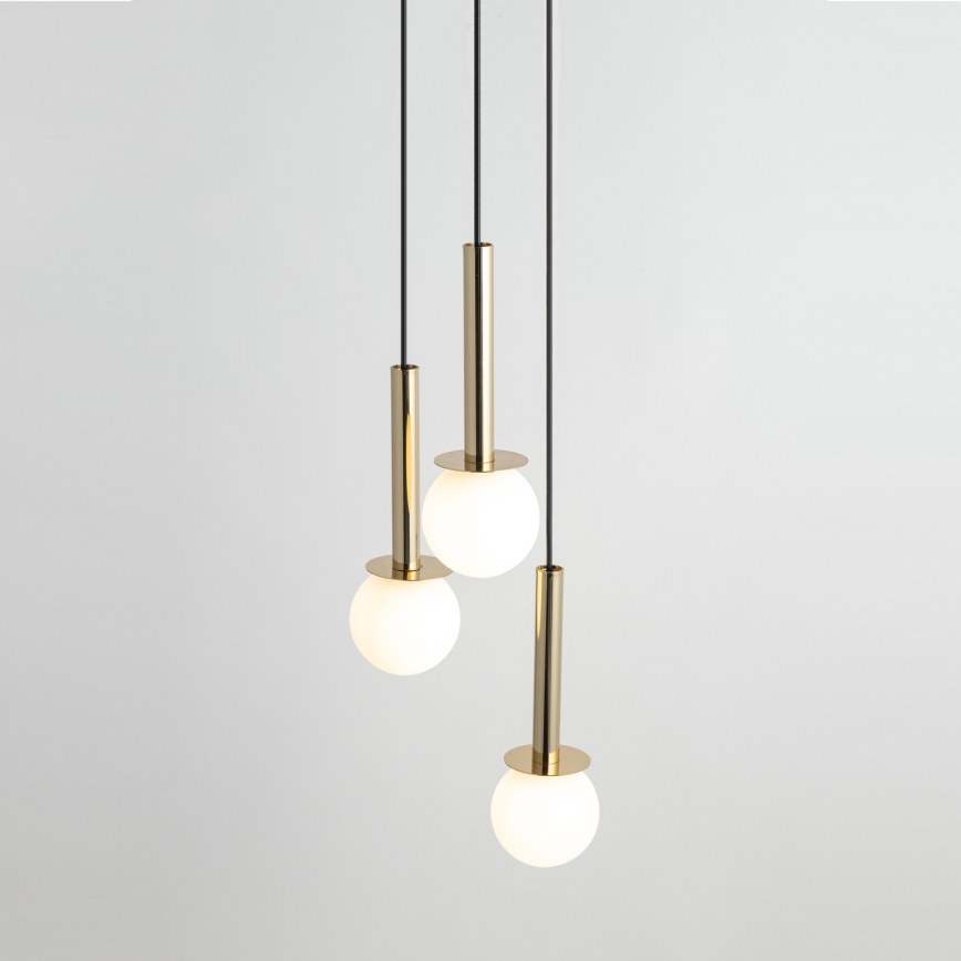 Κρεμαστό φωτιστικό οροφής DAISY 3xG9/12W/230V διάμετρος 27 cm χρυσό/μαύρο/λευκό