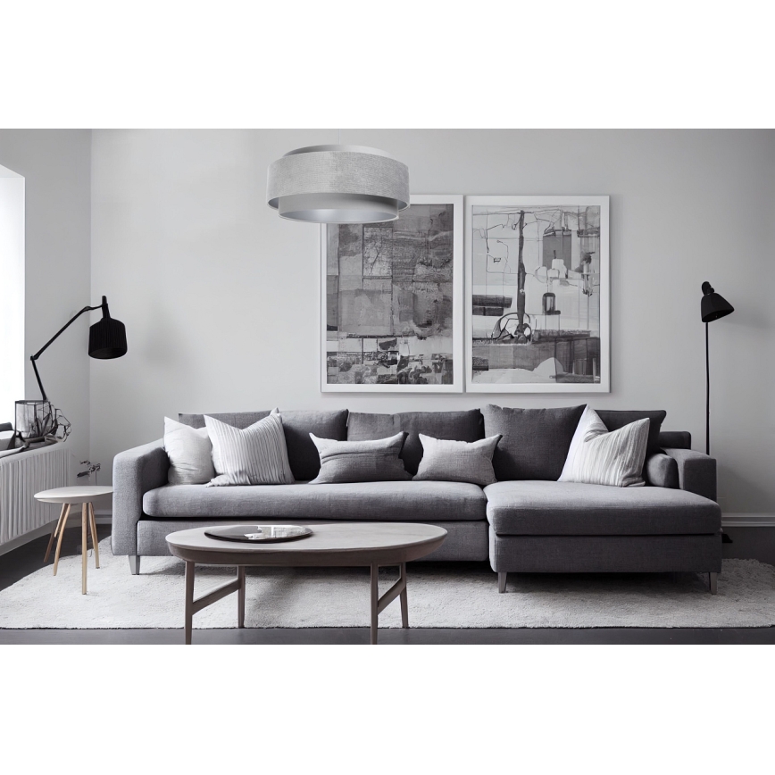 Κρεμαστό φωτιστικό οροφής DOBLO 1xE27/60W/230V δ. 60 cm γκρι/ασημί