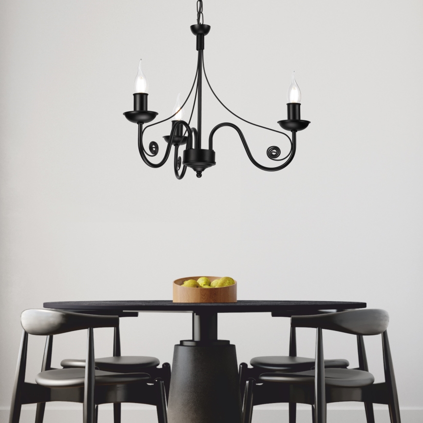 Κρεμαστό φωτιστικό οροφής DONATO 3xE14/40W/230V μαύρο