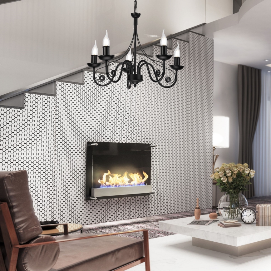 Κρεμαστό φωτιστικό οροφής DONATO 5xE14/40W/230V μαύρο