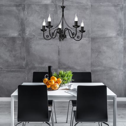 Κρεμαστό φωτιστικό οροφής DONATO 5xE14/40W/230V μαύρο