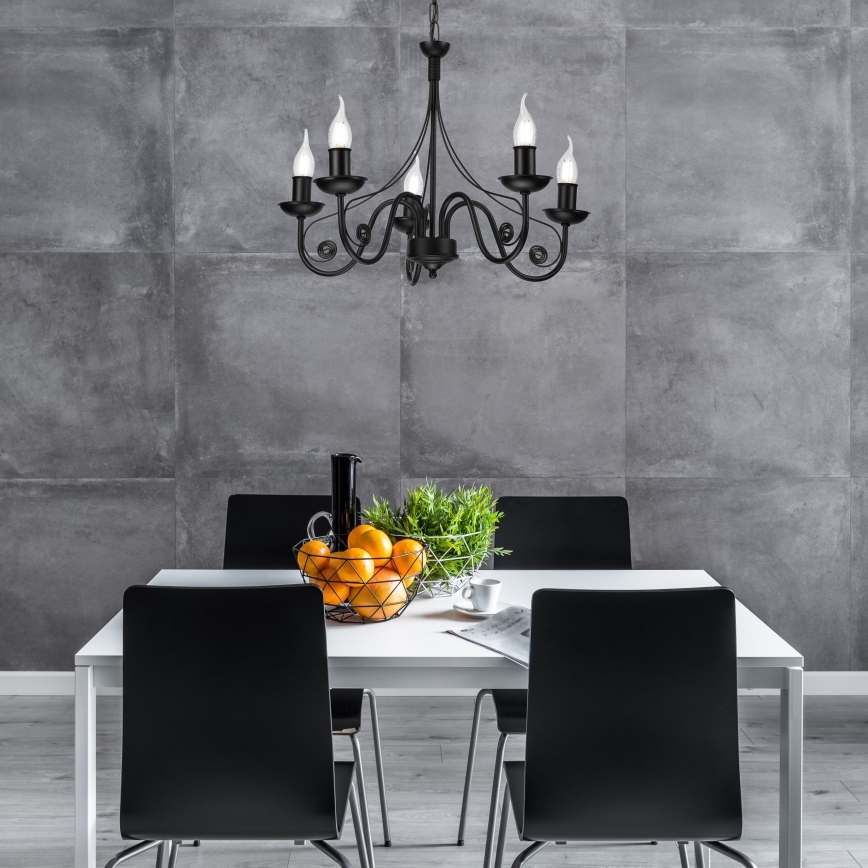 Κρεμαστό φωτιστικό οροφής DONATO 5xE14/40W/230V μαύρο