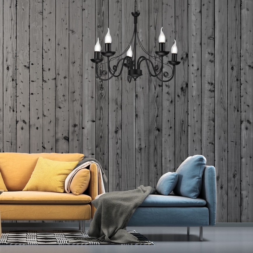 Κρεμαστό φωτιστικό οροφής DONATO 5xE14/40W/230V μαύρο