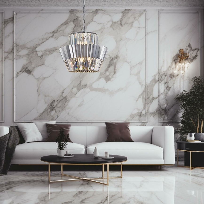 Κρεμαστό φωτιστικό οροφής DONNA 12xE14/40W/230V διάμετρος 55 cm ματ χρώμιο