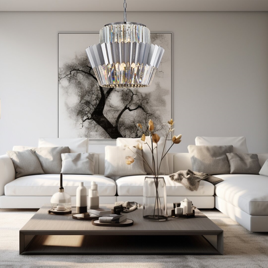 Κρεμαστό φωτιστικό οροφής DONNA 12xE14/40W/230V διάμετρος 55 cm ματ χρώμιο