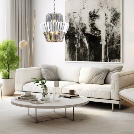 Κρεμαστό φωτιστικό οροφής DONNA 9xE14/40W/230V διάμετρος 45 cm ματ χρώμιο