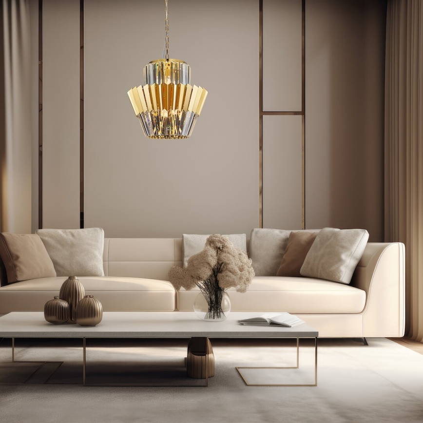 Κρεμαστό φωτιστικό οροφής DONNA 9xE14/40W/230V διάμετρος 45 cm χρυσό